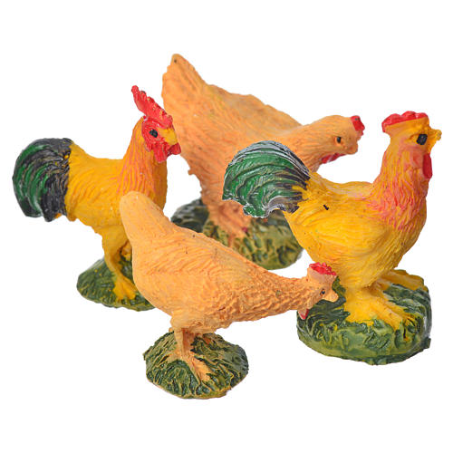 Nativity figurine, cocks and hens, 4 pieces 10cm 2