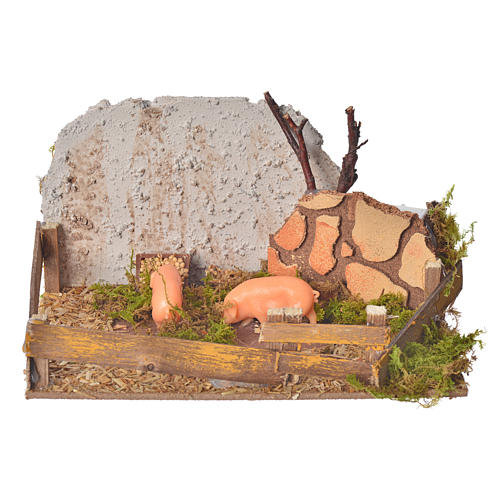 Nativity figurine, corral with pigs and sound 1