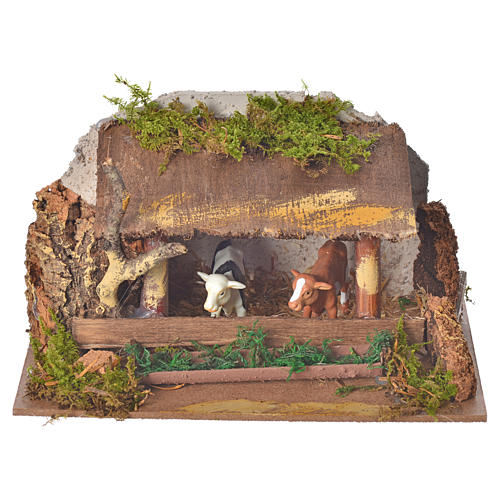 Nativity figurine, stable with cows and sound 1