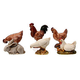 Animales de corral, 6 pdz, para belén de Moranduzzo con estatuas de 10 cm