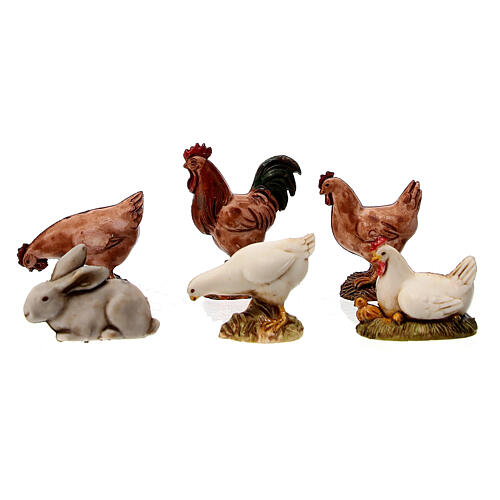 Aves de capoeira 6 peças 3-4 cm para Presépio Moranduzzo com figuras de altura média 10 cm 1