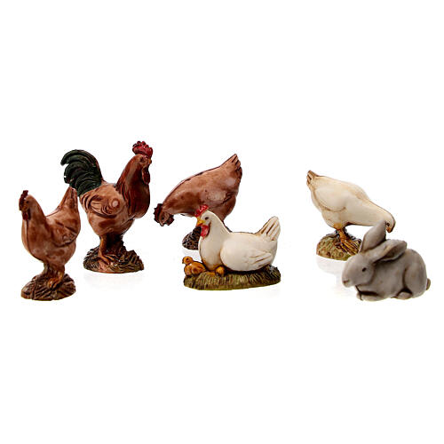 Aves de capoeira 6 peças 3-4 cm para Presépio Moranduzzo com figuras de altura média 10 cm 2