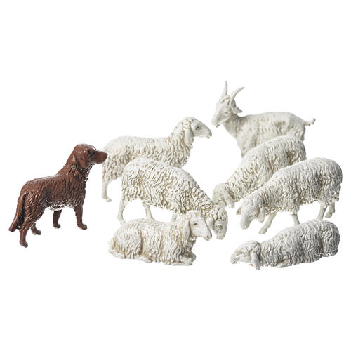 Cabra, perro y oveja, 8 pdz, para belén de Moranduzzo con estatuas de 10 cm. 1