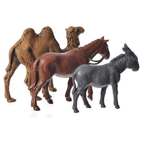 Trampeltier, Esel und Pferd für 6cm Krippe Moranduzzo 2