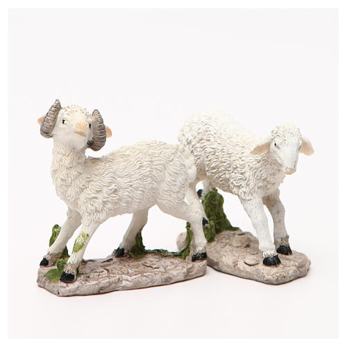Schaf aus Harz mit Basis für Krippe 18cm 7
