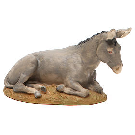 Asino in resina dipinta per presepe cm 16