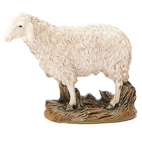 Mouton résine peinte tête haute pour crèche 12 cm gamme M. Landi 1