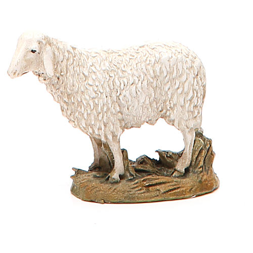 Sheep looking up in painted resin, 10cm Martino Landi Nativity 1