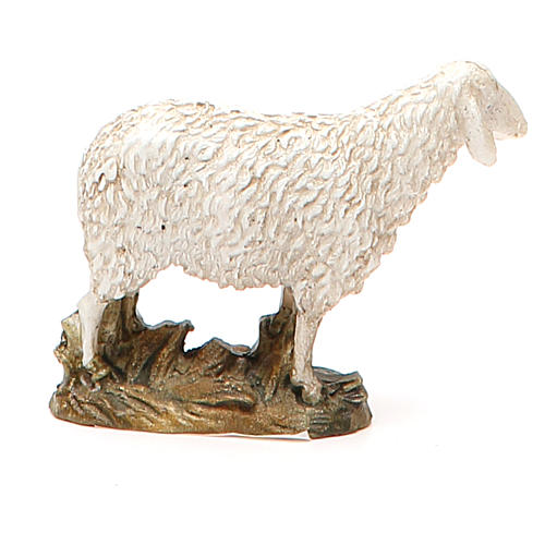 Sheep looking up in painted resin, 10cm Martino Landi Nativity 3
