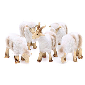 Sheep in resin and plush 5 pieces 8/10 cm crib