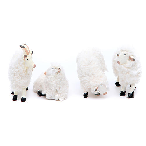 Sheep in resin and wool 25 cm 4 pcs 1