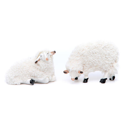 Sheep in resin and wool 25 cm 4 pcs 3