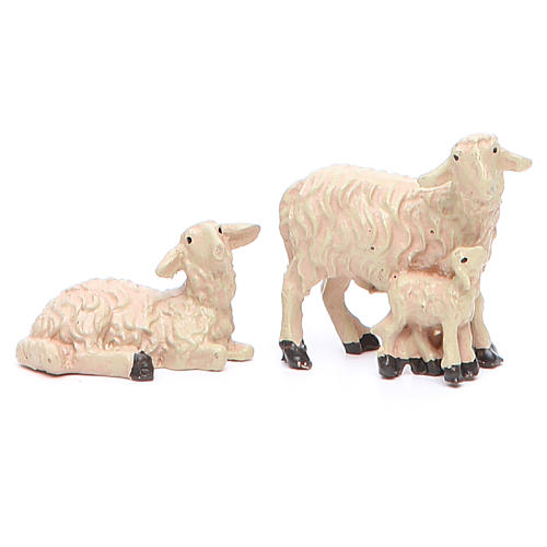 Sheep set in resin, 6 pieces for a 8cm Nativity 2
