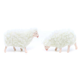 Sheep in resin and white wool 10 cm 4 pcs
