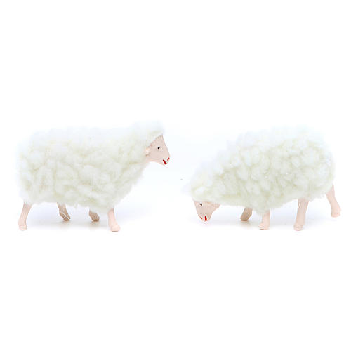 Mouton en pvc et laine blanche 4 pcs 10 cm 2