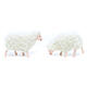 Miniature white sheep figurines in PVC and wool 4 pcs 10 cm s2