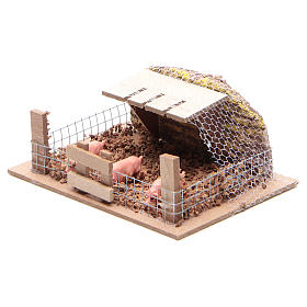 Recinto con maiali 6X14,5X11 cm per presepe