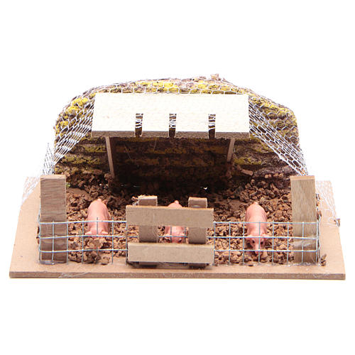 Recinto con maiali 6X14,5X11 cm per presepe 1