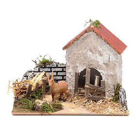 Animali presepe: Ambientazione contadina con asino 15x20x15 cm Animali presepe: Ambientazione contadina con asino 15x20x15 cm