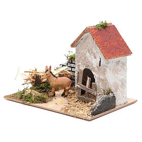 Animali presepe: Ambientazione contadina con asino 15x20x15 cm Animali presepe: Ambientazione contadina con asino 15x20x15 cm