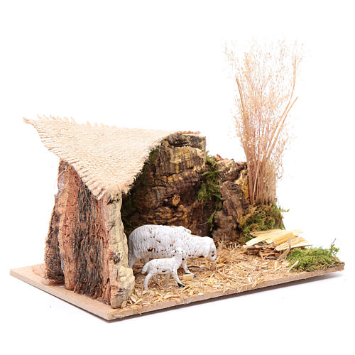 Sheep in setting with jute roof 3