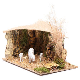 Ambientazione pecore tetto juta 5x15x10 presepe 6cm