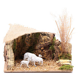 Sheep in setting with jute roof