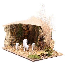 Sheep in setting with jute roof