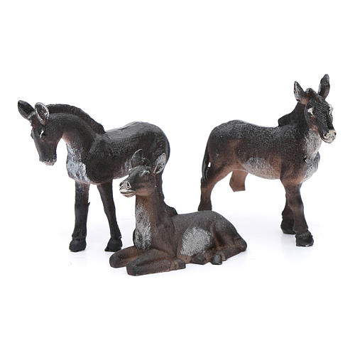 Donkey in resin for 13 cm nativity scene set of 3 pieces 1