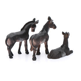 Donkey in resin for 13 cm nativity scene set of 3 pieces