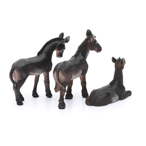 Donkey in resin for 13 cm nativity scene set of 3 pieces 2