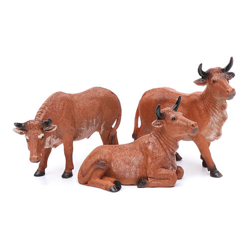 Ox in resin for 13 cm nativity scene set of 3 pieces 1