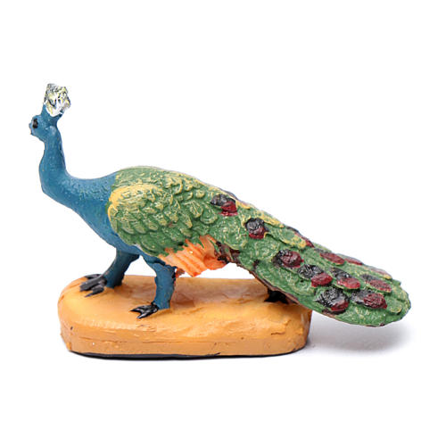 Pavone resina presepe h reale 4 cm 2