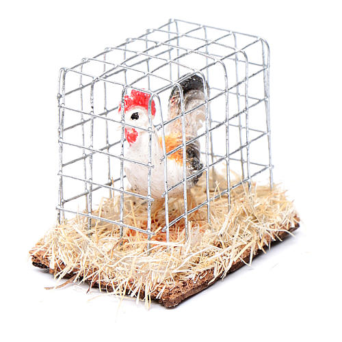Cage with cock, Nativity Scene figurine 3 cm assorted  2