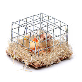 Käfig mit zwei Hühnern sortiert reale Höhe 2,5 cm für DIY-Krippe