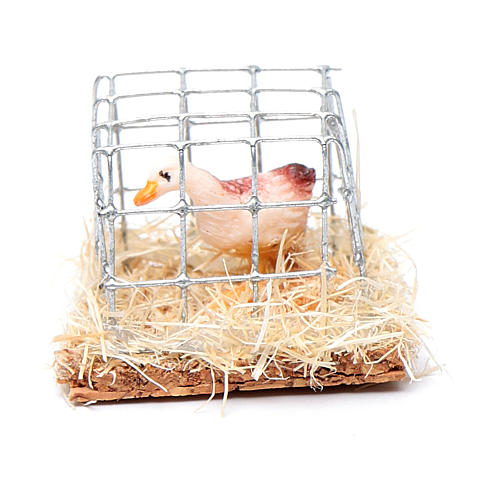 Cage with hen, Nativity Scene figurine 2.5 cm assorted  1