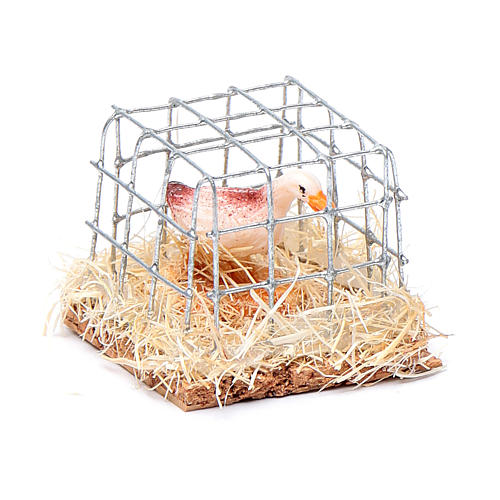 Cage with hen, Nativity Scene figurine 2.5 cm assorted  2