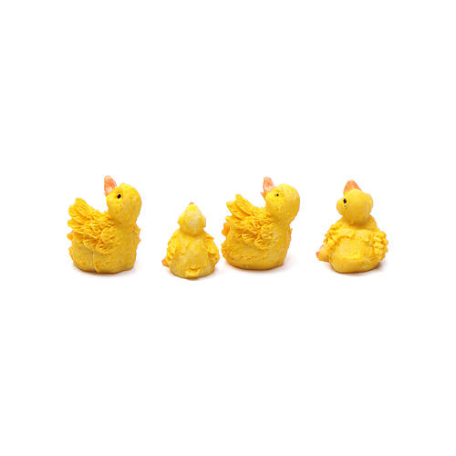 Ducks in resin measuring 1,5 cm, 4 figurines 2