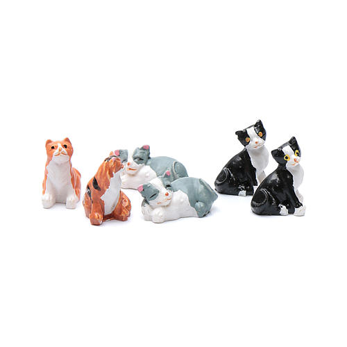 Gatos belén 6 piezas resina h real 2 cm 1