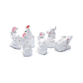 Rabbits in resin measuring 2 cm, 6 figurines