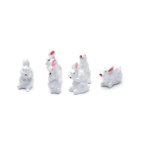 Rabbits in resin measuring 2 cm, 6 figurines 1