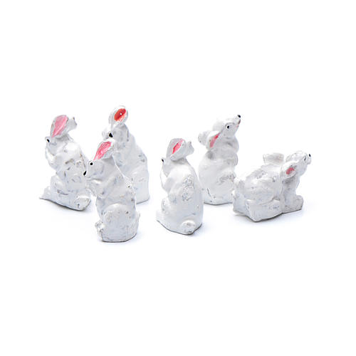 Rabbits in resin measuring 2 cm, 6 figurines 2