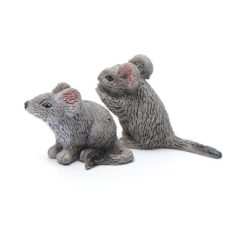 Mäuse aus Kunstharz Set zu 2 Stück reale Höhe 3 cm 2