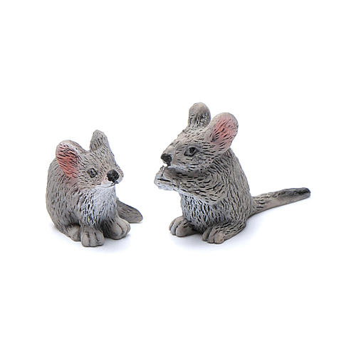 Mouses in resin measuring 3 cm, 4 figurines 1
