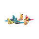 Parakeets in resin measuring 1 cm, 4 figurines for crib of 8-10 cm s2