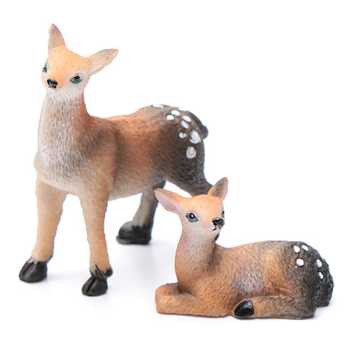 Nativity figurines, fawns in resin measuring 3 cm, 2 pieces 1