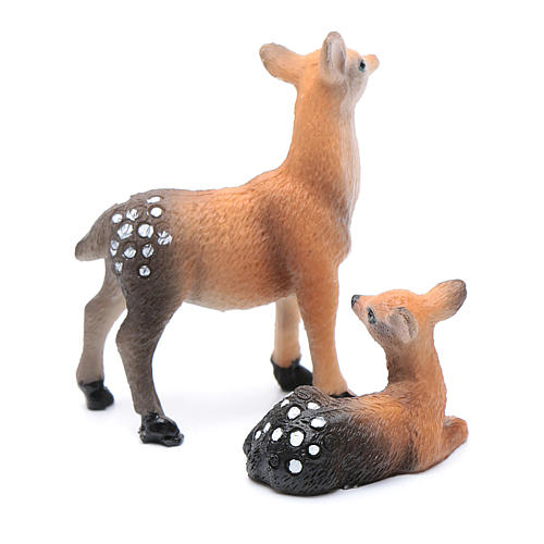Nativity figurines, fawns in resin measuring 3 cm, 2 pieces 2
