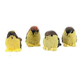 Vögel aus Kunstharz Set zu 4 Stück reale Höhe 2 cm