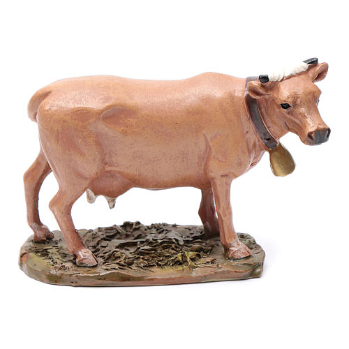 Vaca  de resina pintada para belén 12 cm Linea Martino Landi 1