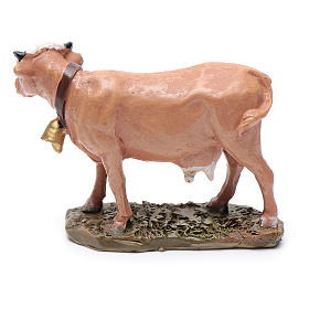 Vaca em resina para presépio Linha Martino Landi com figuras de pastor de altura média 10 cm